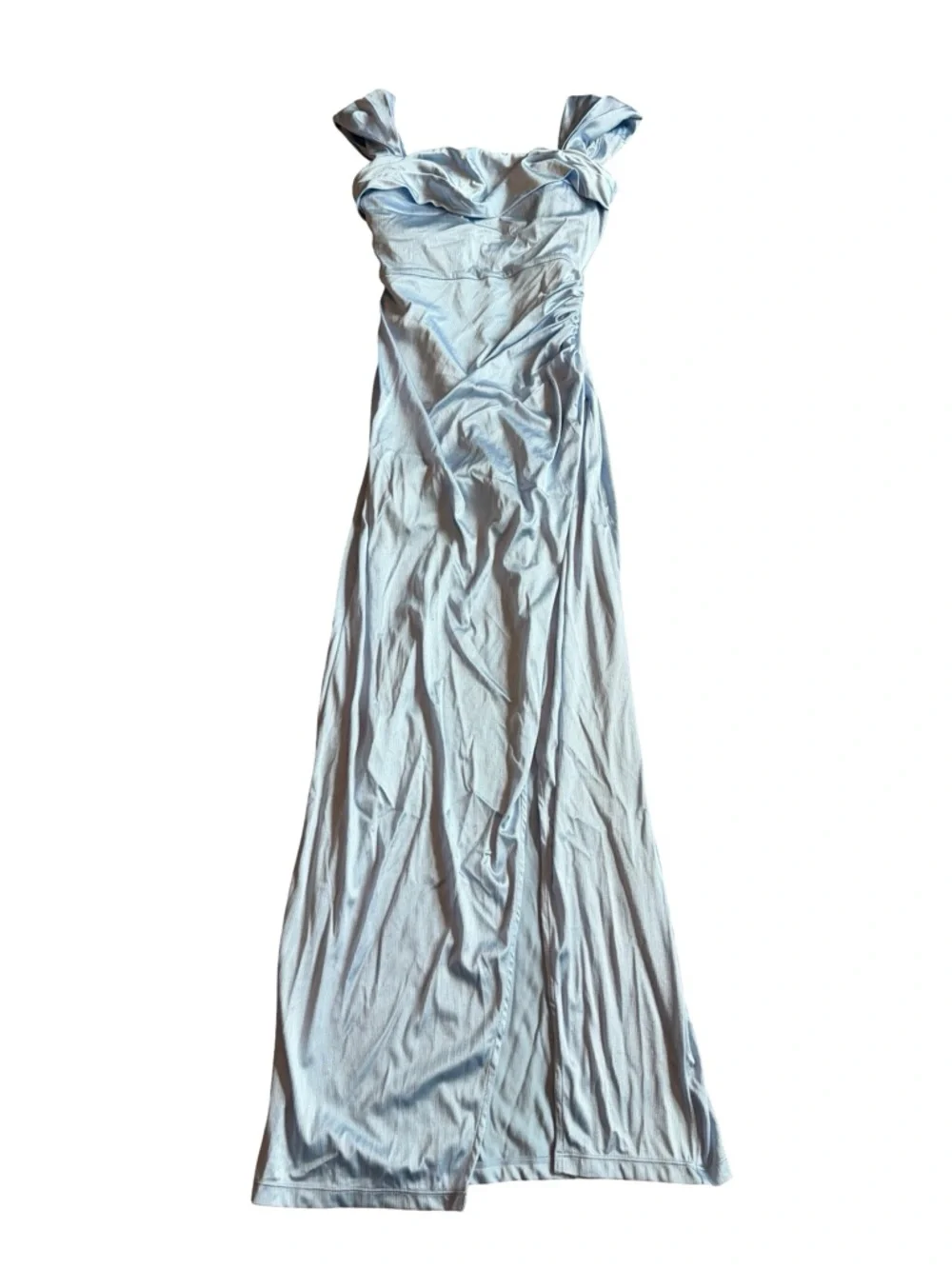 Popilush Shine Off-Shoulder Sculpting Ruched Dress High Slit Size Small NWT - Picture 3 of 14